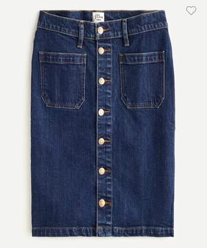 J. Crew Denim Button-Front Stretch Skirt in Medium Wash Size 29 NWT